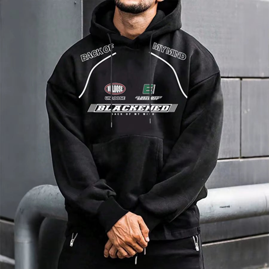 Retro Lazy Style American Racing Hat Print Sweatshirt Men'S Fashion Urban Spring Autumn Motorcycle Jacket Lightweight Mature...