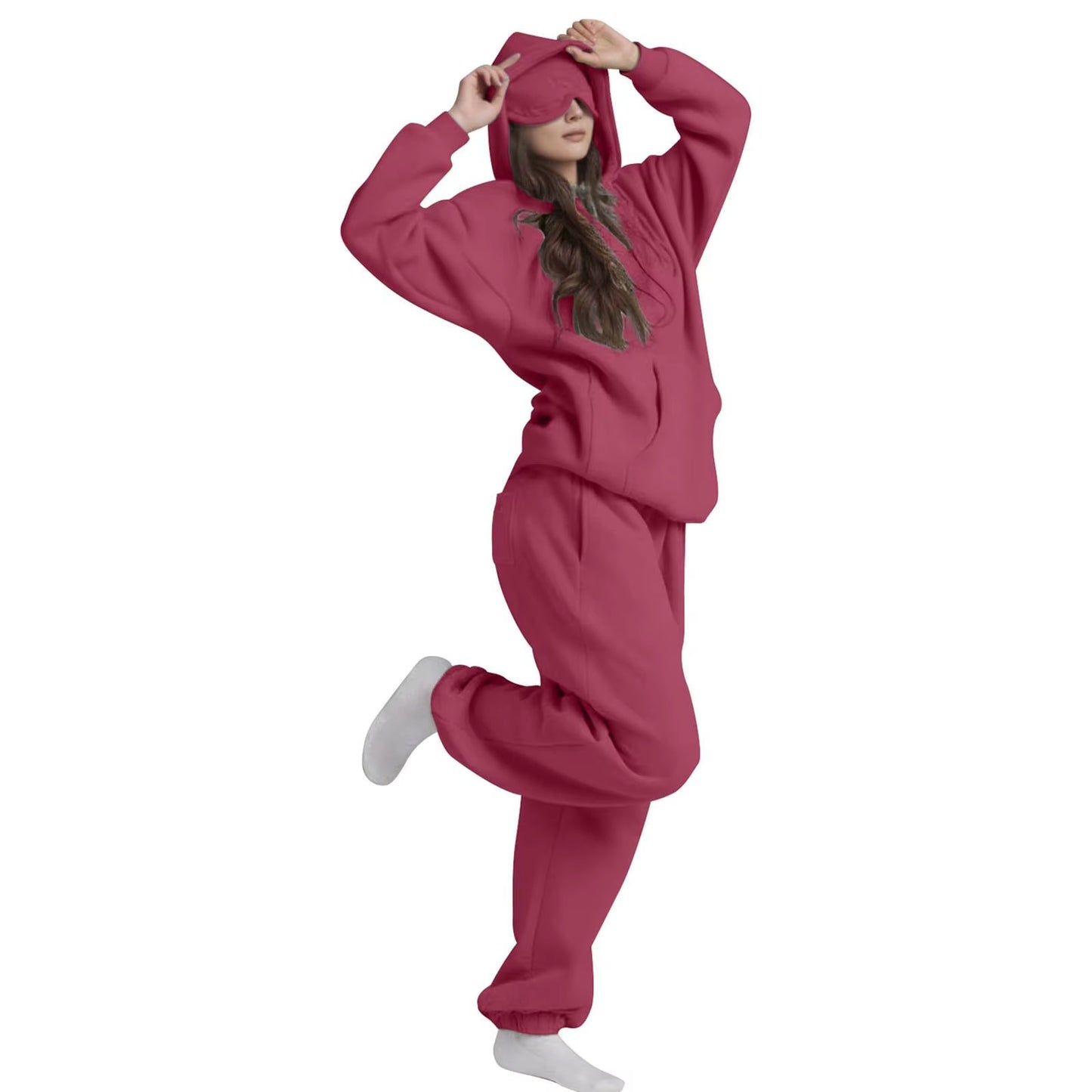 Casual Loose Long Sleeve Solid Color Sweatshirt Women'S Autumn Winter Fashion Comfortable All-Match Simple Design Hoodie