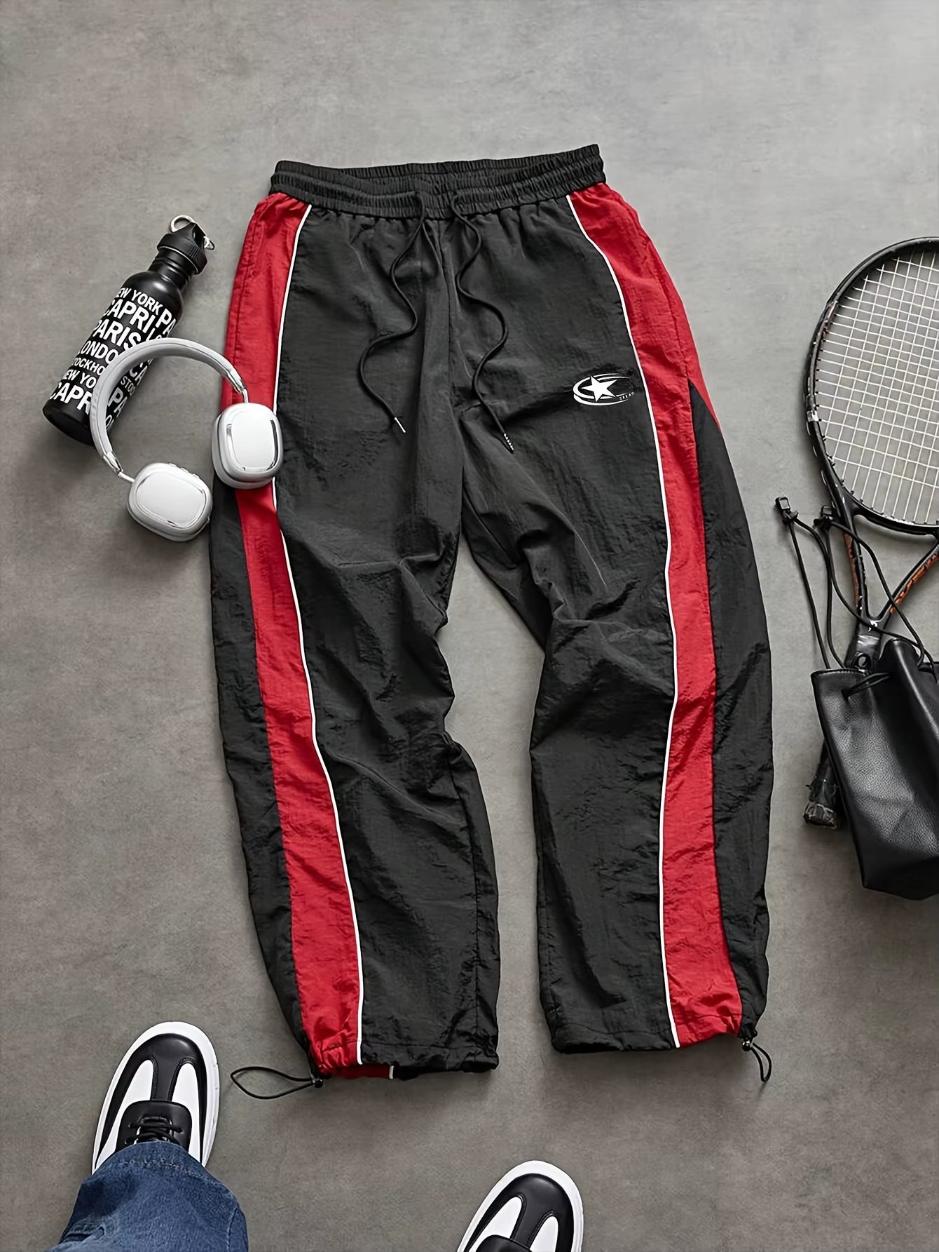 Men'S Casual Quick Dry Printed Outdoor Mountain Climbing Loose Fleece Lined Cargo Pants Autumn Summer Long Polyester