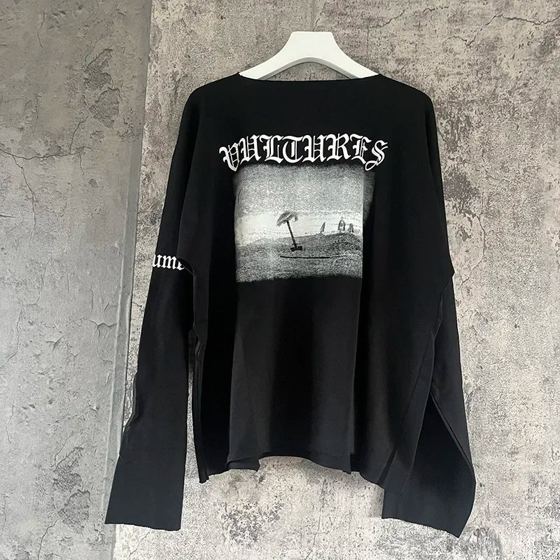 Vultures Graphic Print Long Sleeve Tee