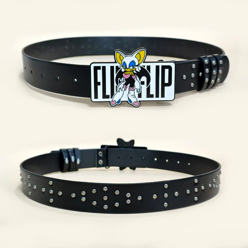 Exaggerated INS Harajuku Y2K Thousand Nights Black Speed Boy Belt Cropped Studded Decoration Belt Street Style For Men Women Chi