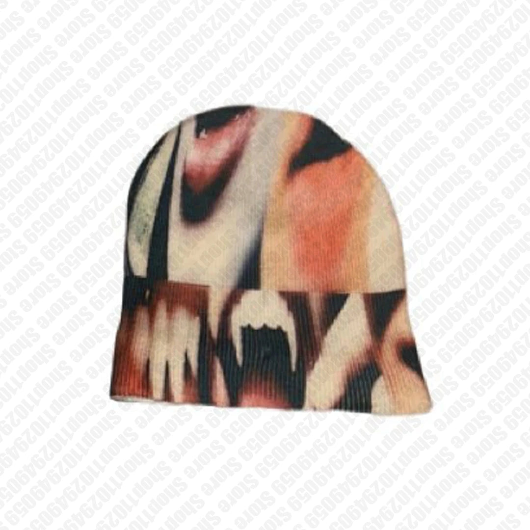 Knitted Hat Punk 2000s Beanies Y2k Harajuku Gothic Men's Caps Trend Print Cute Winter Accessories Funny Hats Vintage Emo Women's
