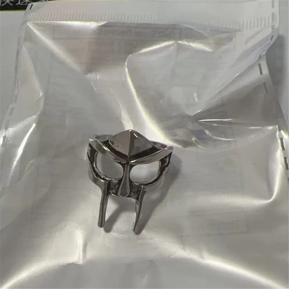 Vintage Goth Mf Doom Mask Adjustable Joint Ring For Men Gladiator Punk Egyptian Pharaoh Male Open Ring Jewelry