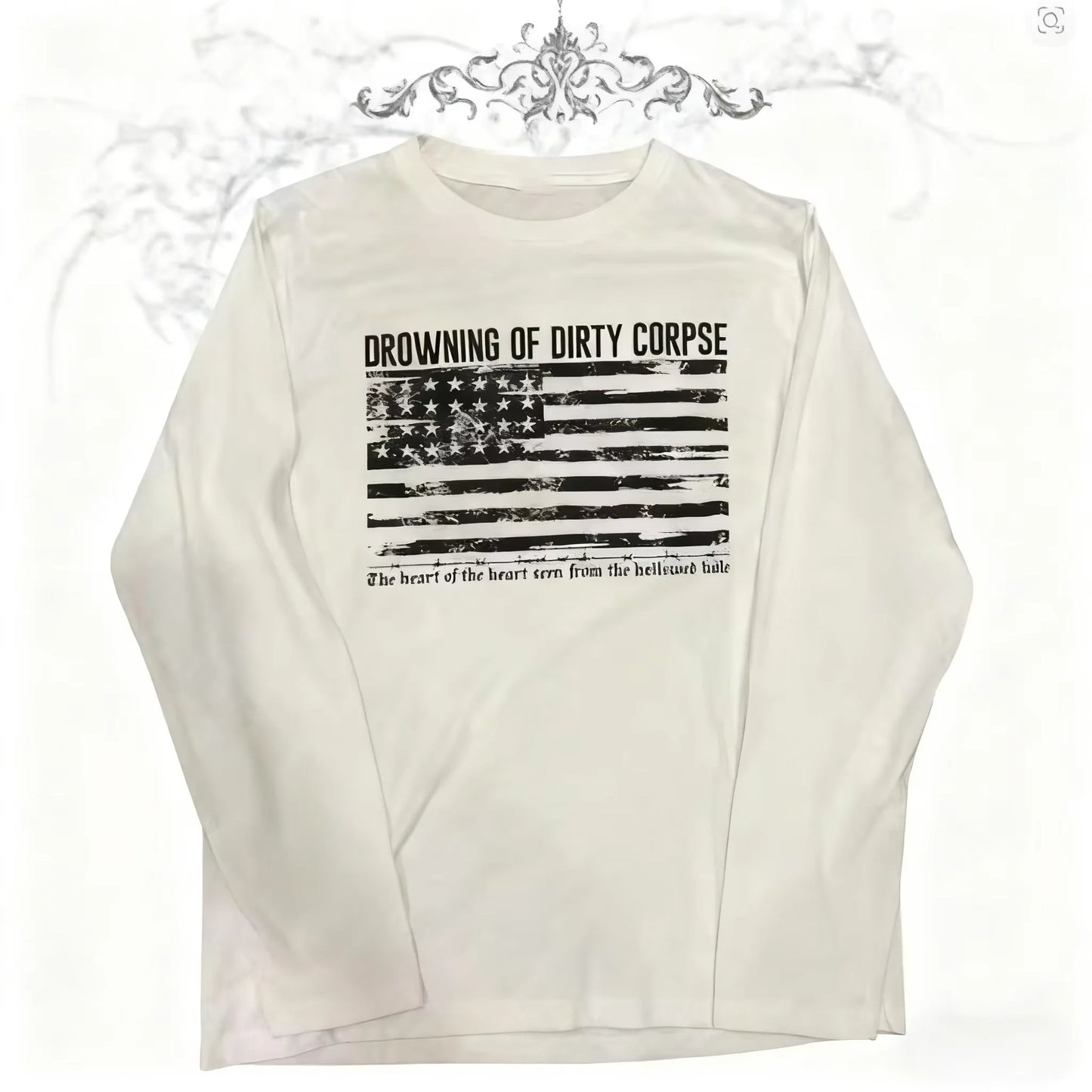 American Subculture Letter Print T-shirt Harajuku Hip Hop Long Sleeve Tees Women Loose All Match White Top Street Retro Clothing