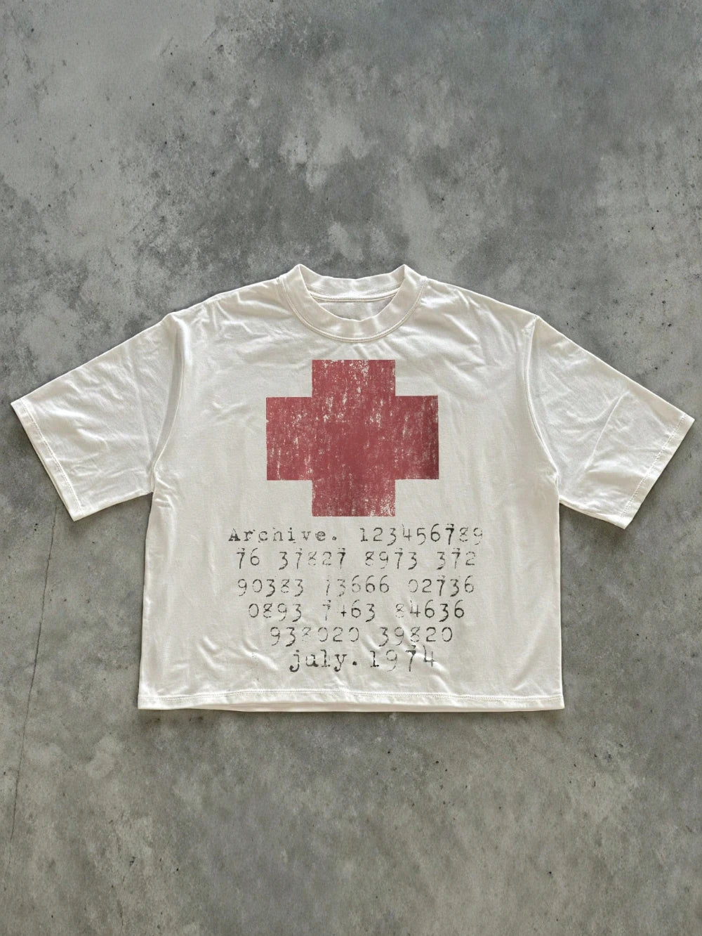 Archive Red Cross Vintage Cotton T-Shirt