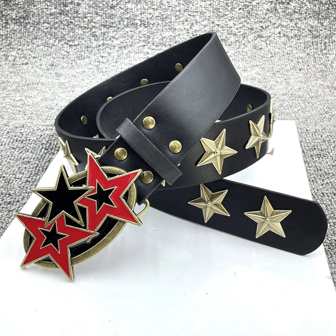 Fashion Hip Hop Y2K Retro Star Buckle Belt, Stylish Accessory for Jeans, Unisex Waistband for Men and Women, Trendy Fashion Belt