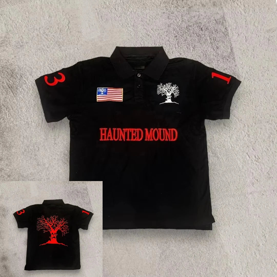 Haunted Mound Flag Tree Polo T-Shirt