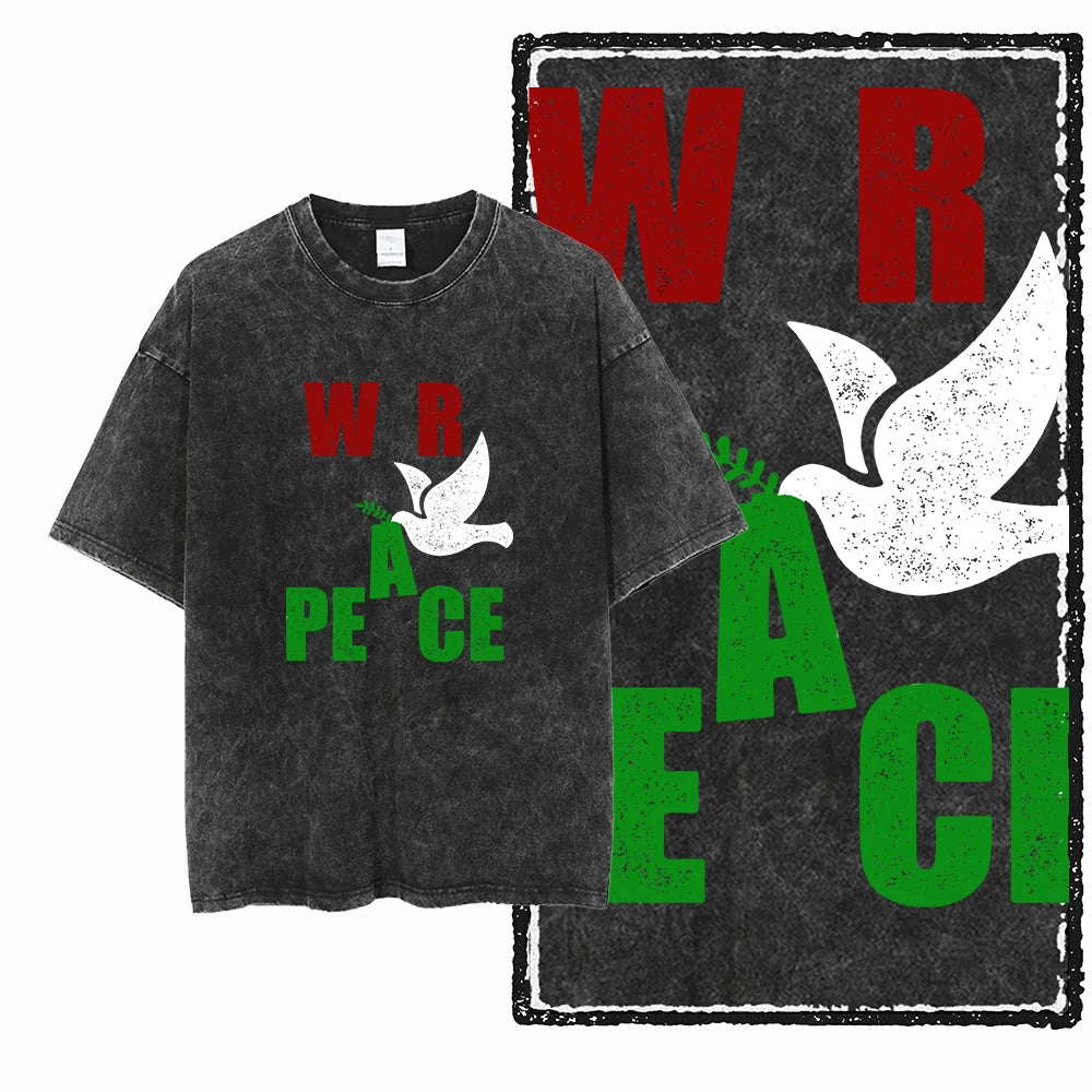 Black Vintage No War Unisex Cotton T-Shirt