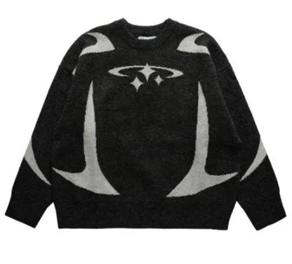 Casual Commuter Style Oversized round Neck Knitwear Women'S Pullover Sweater Geometric Pattern Long Sleeve Comfortable Leisure