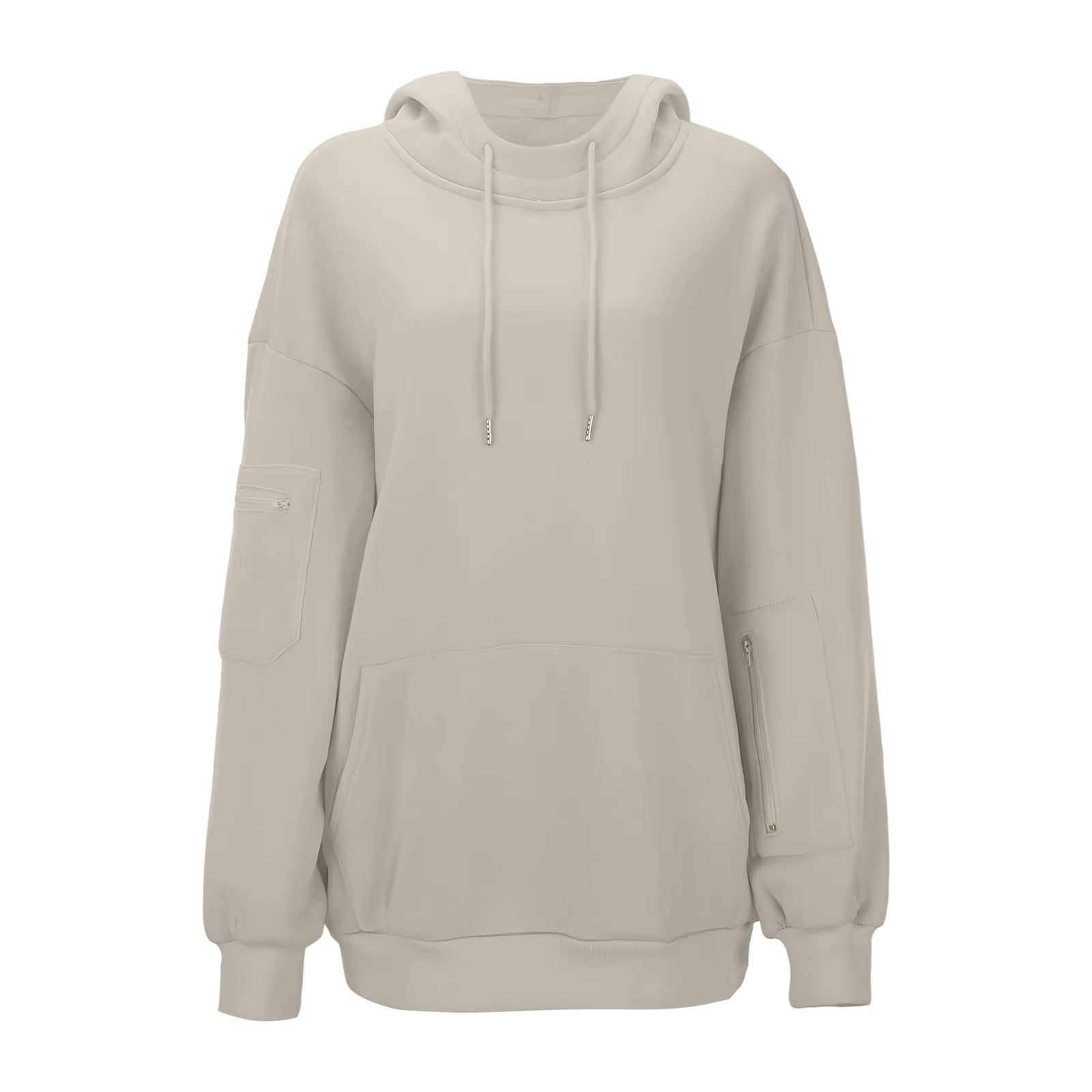 Casual Loose Long Sleeve Solid Color Sweatshirt Women'S Autumn Winter Fashion Comfortable All-Match Simple Design Hoodie