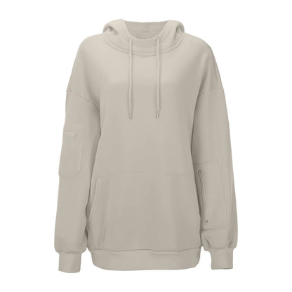 Casual Loose Long Sleeve Solid Color Sweatshirt Women'S Autumn Winter Fashion Comfortable All-Match Simple Design Hoodie