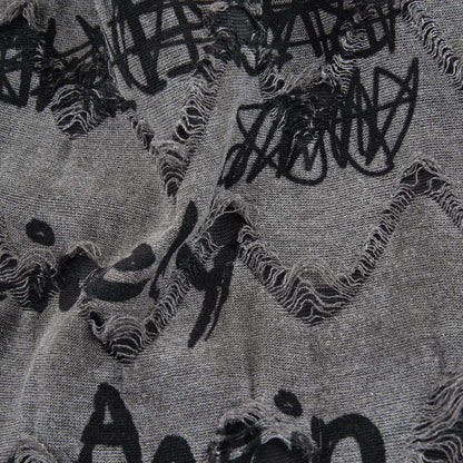 Letter Print Beanie Hats for Women Men Vintage Distressed Cracked Design ​Wasteland Style Spring Summer Warm Fleece-Lined Winter
