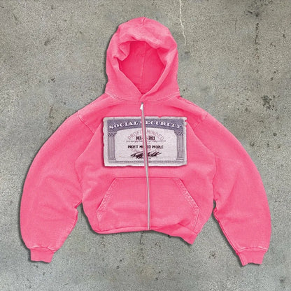 25Spring and Autumn European and American Version Unisex Cute Hoodie Youth Oversized Sweatshirt Casual Clothes Zipper Jacket