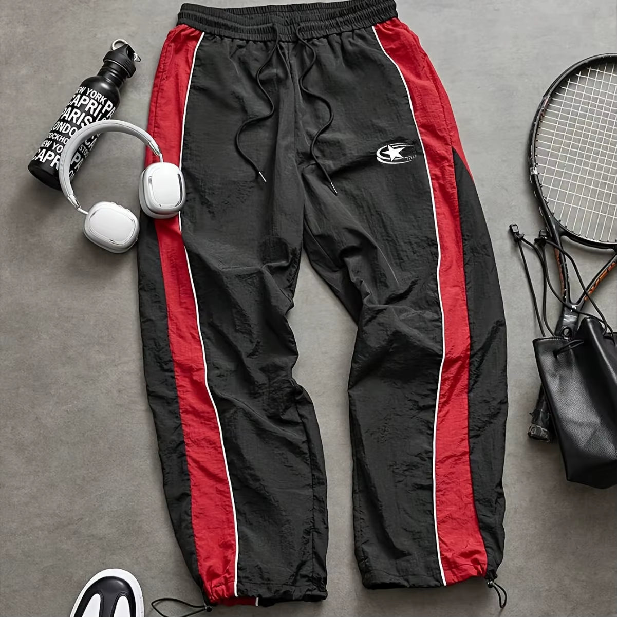 Men'S Casual Quick Dry Printed Outdoor Mountain Climbing Loose Fleece Lined Cargo Pants Autumn Summer Long Polyester