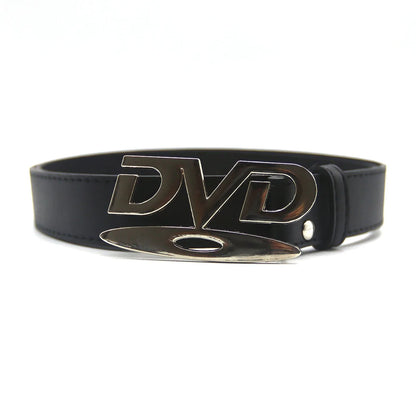 Unisex Nostalgic Design DVD Buckle Belt Men Women Decoration Paired with Jeans Waist Straps Belt Versatile Design Sense Belt