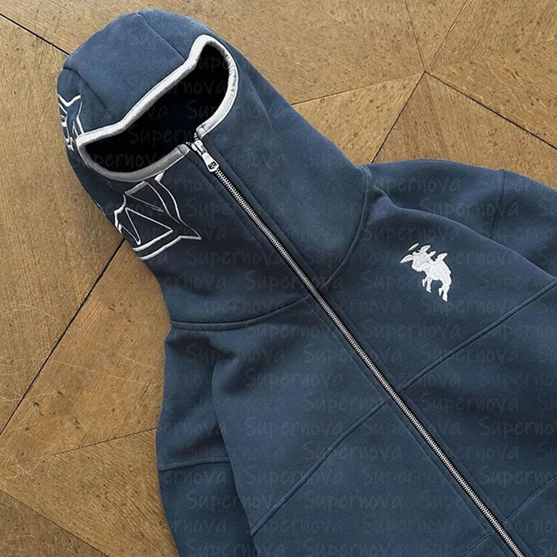 Men'S Clothing Zip up Hoodie Vintage Casual Pattern Oversize Hip Hop Punk Streetwear Clothing New in Hoodies & Sweatshirts ﻿