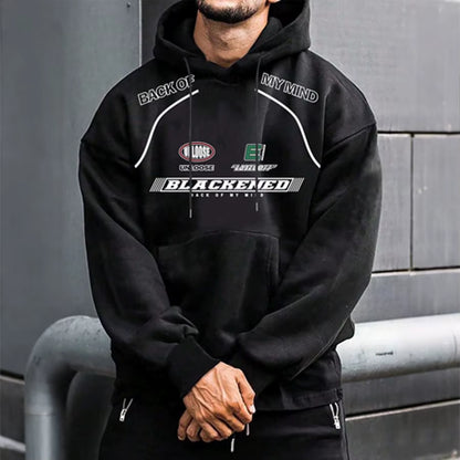 Retro Lazy Style American Racing Hat Print Sweatshirt Men'S Fashion Urban Spring Autumn Motorcycle Jacket Lightweight Mature...