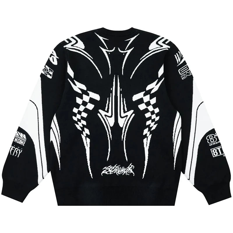 Men Winter Sweater Coat Knitwear Oversized Goth Long Sleeve Tops Korean Fashion Streetwear Y2K Harajuku Pullover Jumper Clothing