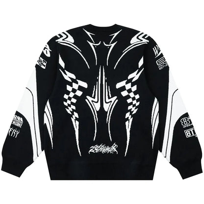 Men Winter Sweater Coat Knitwear Oversized Goth Long Sleeve Tops Korean Fashion Streetwear Y2K Harajuku Pullover Jumper Clothing