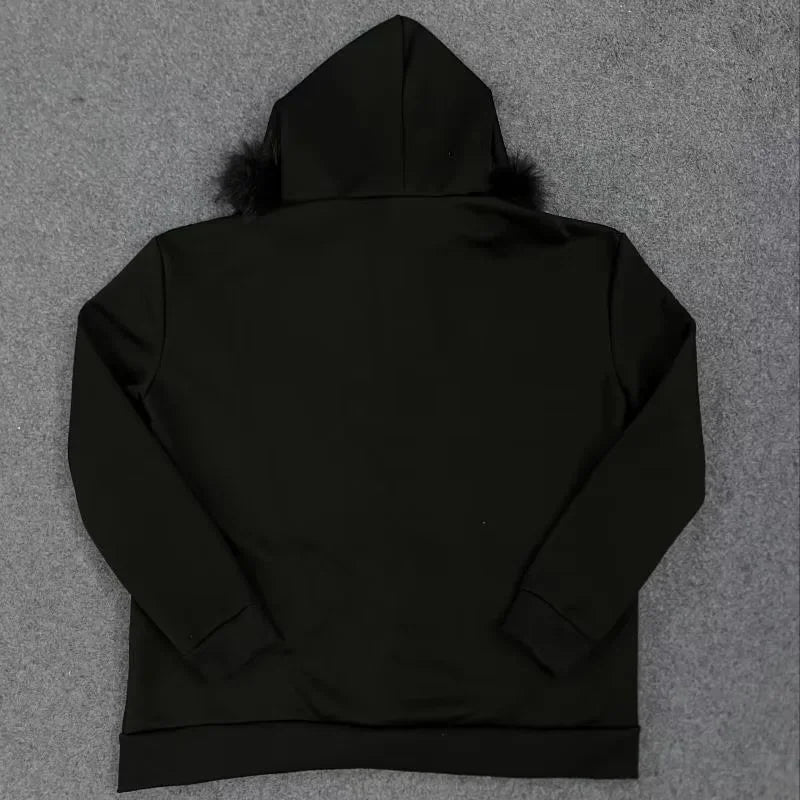 Y2K Style Hoodie Fluffy Sherpa Fleece Pullover Long Sleeve Zip up Retro Streetwear Vintage 2000S Sweatshirt for Women Men Unisex