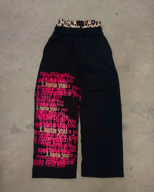 Retro Double Waist Design Casual Street Men Pants Hip-Hop Gothic Harajuku Loose Pants Y2K Letter Pattern Sports Pants