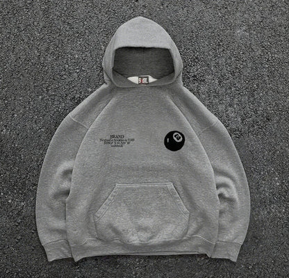 Retro 8-Ball Pattern Hooded Men'S Streetwear,Oversized Pullover, Casual and Fashionable Sportswear, Daily Wear and Hip-Hop Style