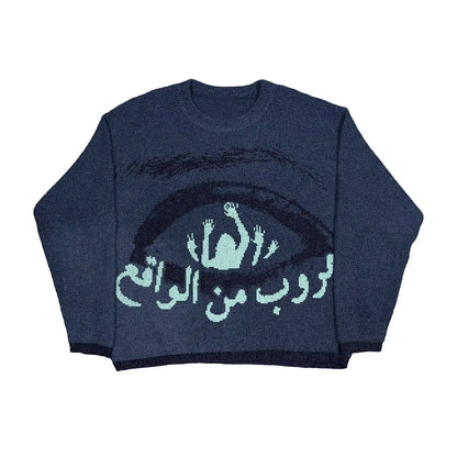 Casual Commuter Style Oversized round Neck Knitwear Women'S Pullover Sweater Geometric Pattern Long Sleeve Comfortable Leisure