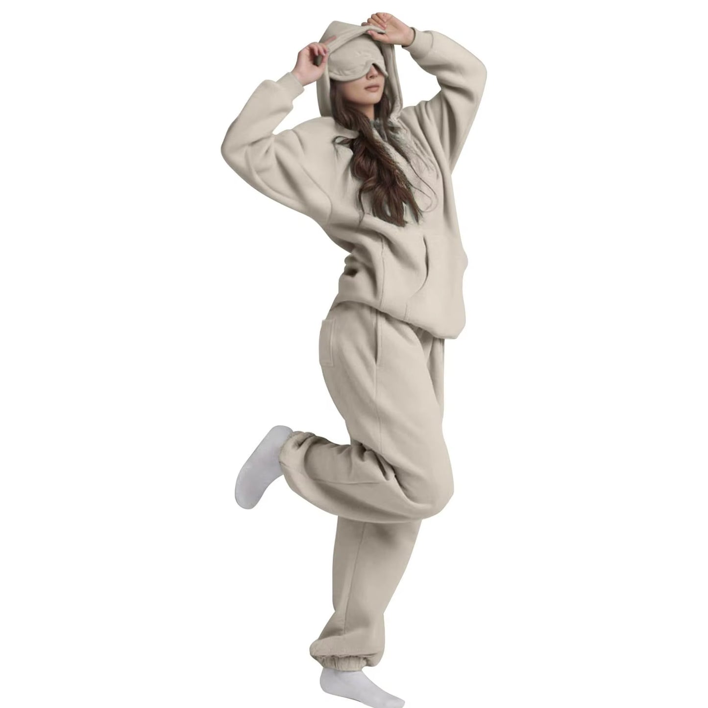 Casual Loose Long Sleeve Solid Color Sweatshirt Women'S Autumn Winter Fashion Comfortable All-Match Simple Design Hoodie