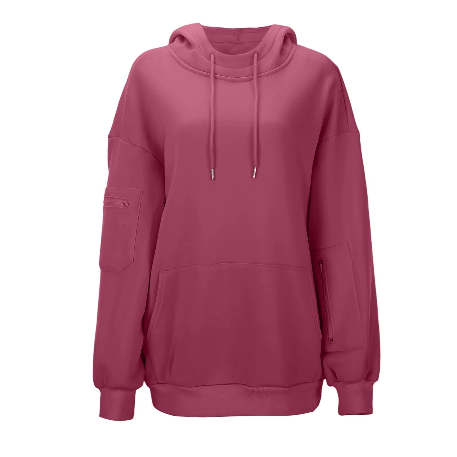 Casual Loose Long Sleeve Solid Color Sweatshirt Women'S Autumn Winter Fashion Comfortable All-Match Simple Design Hoodie