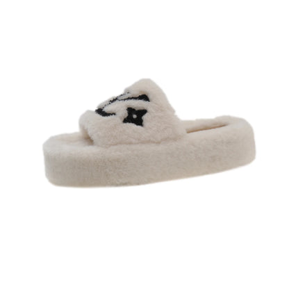 2025 New Popular Women'S Slippers Party Plush Summer New Best-Selling Furry Home Shoes Fur Flip Flops Female Slides Fur Shoes