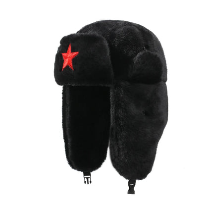 Five-Point Star Lei Feng Style Winter Outdoor Ski Hat, Unisex, Fleece-Lined for Warmth (Suitable for Cycling)