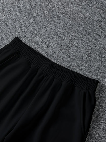 Men'S American-Style High-Street Print Black Slightly Flared Sweatpants: Loose-Fitting, Drapey, Wide-Leg Casual Athletic Pants