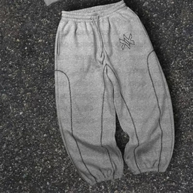 American Y2K Casual Zipper Hoodie Sweatpant Two Piece Set Hiphop Oversized Embroidery Sweatshirts Men Women Casual Pants