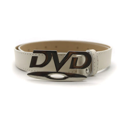 Unisex Nostalgic Design DVD Buckle Belt Men Women Decoration Paired with Jeans Waist Straps Belt Versatile Design Sense Belt