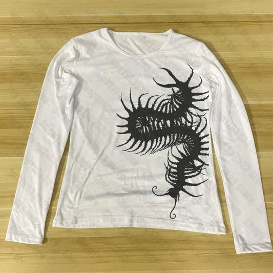 2000S Sexy Long-Sleeve Tees Trashy Harajuku Long-Sleeve Tees Aesthetic Fairy Graphics Tops Gothic Y2K Long-Sleeve Slim Clothes