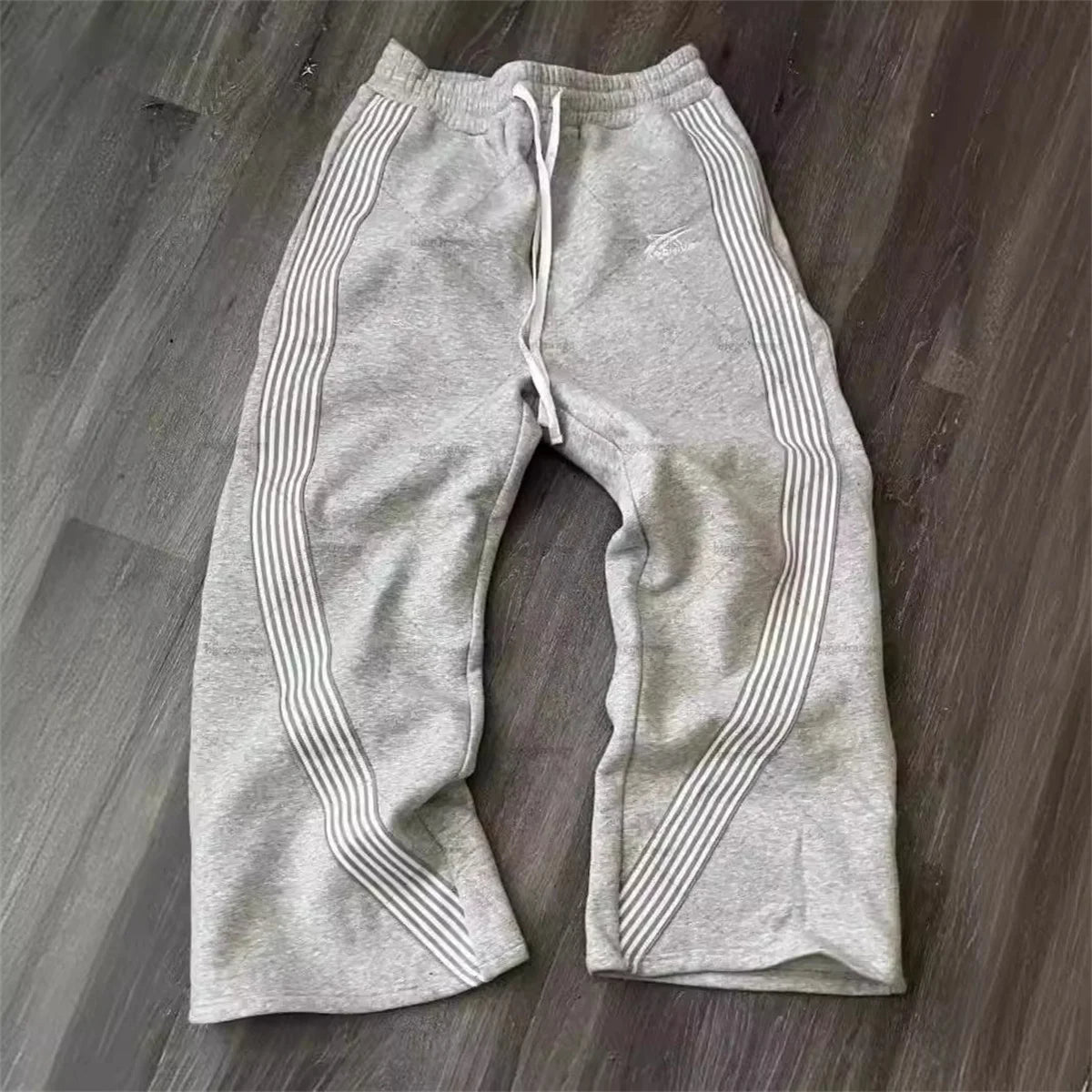 Y2K Gray Casual Pants Vintage Functional Tactical Men'S Women'S Premium Jogging Wide Leg Pants Drawstring Streetwear Sweatpants