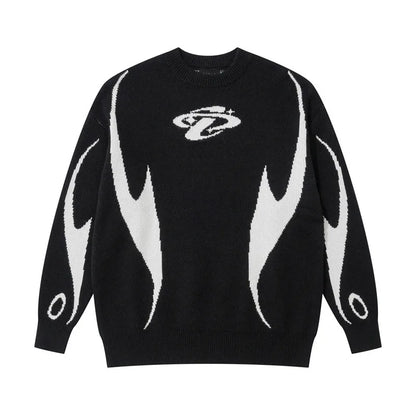 Casual Commuter Style Oversized round Neck Knitwear Women'S Pullover Sweater Geometric Pattern Long Sleeve Comfortable Leisure