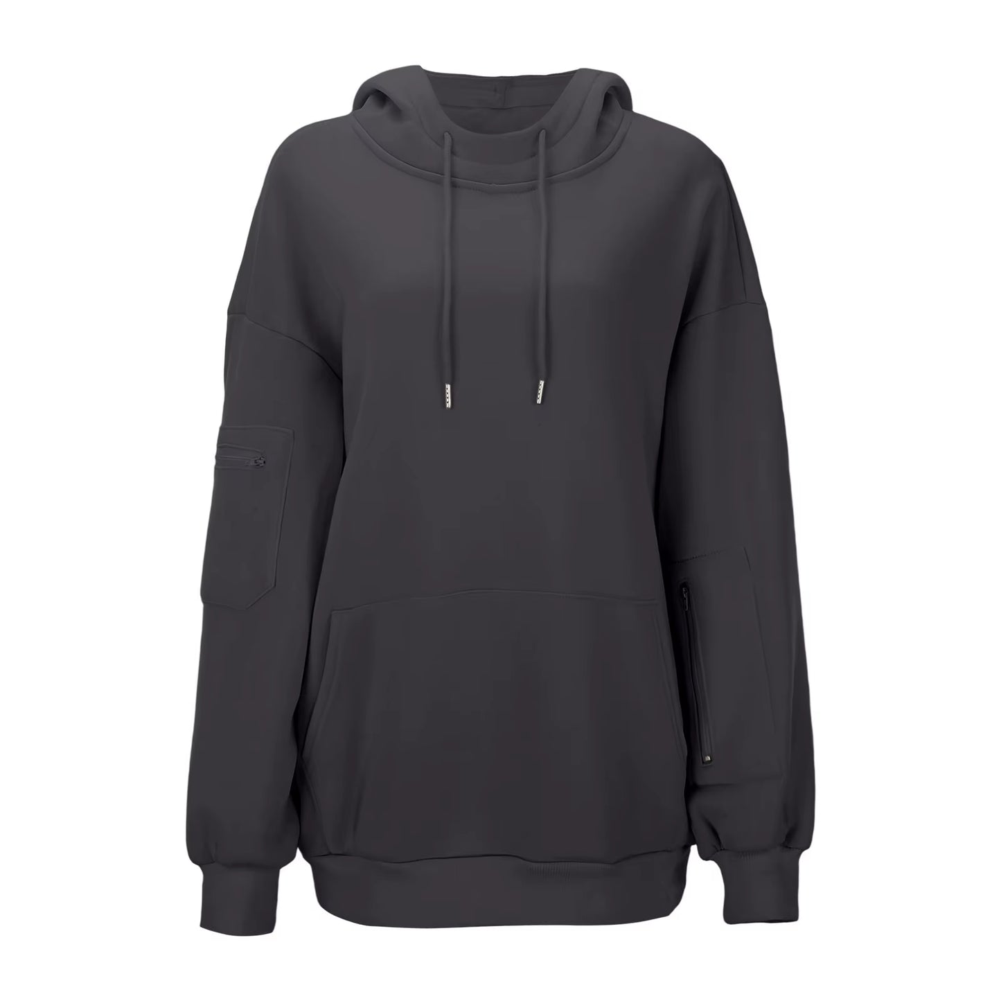 Casual Loose Long Sleeve Solid Color Sweatshirt Women'S Autumn Winter Fashion Comfortable All-Match Simple Design Hoodie