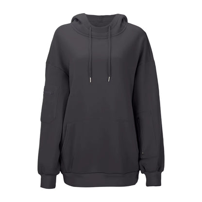 Casual Loose Long Sleeve Solid Color Sweatshirt Women'S Autumn Winter Fashion Comfortable All-Match Simple Design Hoodie