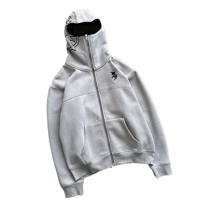 Men'S Clothing Zip up Hoodie Vintage Casual Pattern Oversize Hip Hop Punk Streetwear Clothing New in Hoodies & Sweatshirts ﻿