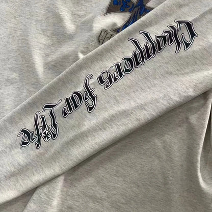Men West Coast Style Vintage Biker Long Sleeve T Shirt Gothic Motorcycle Graphic Oversized Tops