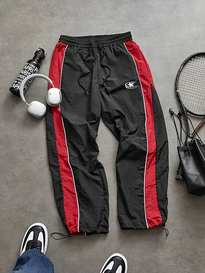 Men'S Casual Quick Dry Printed Outdoor Mountain Climbing Loose Fleece Lined Cargo Pants Autumn Summer Long Polyester