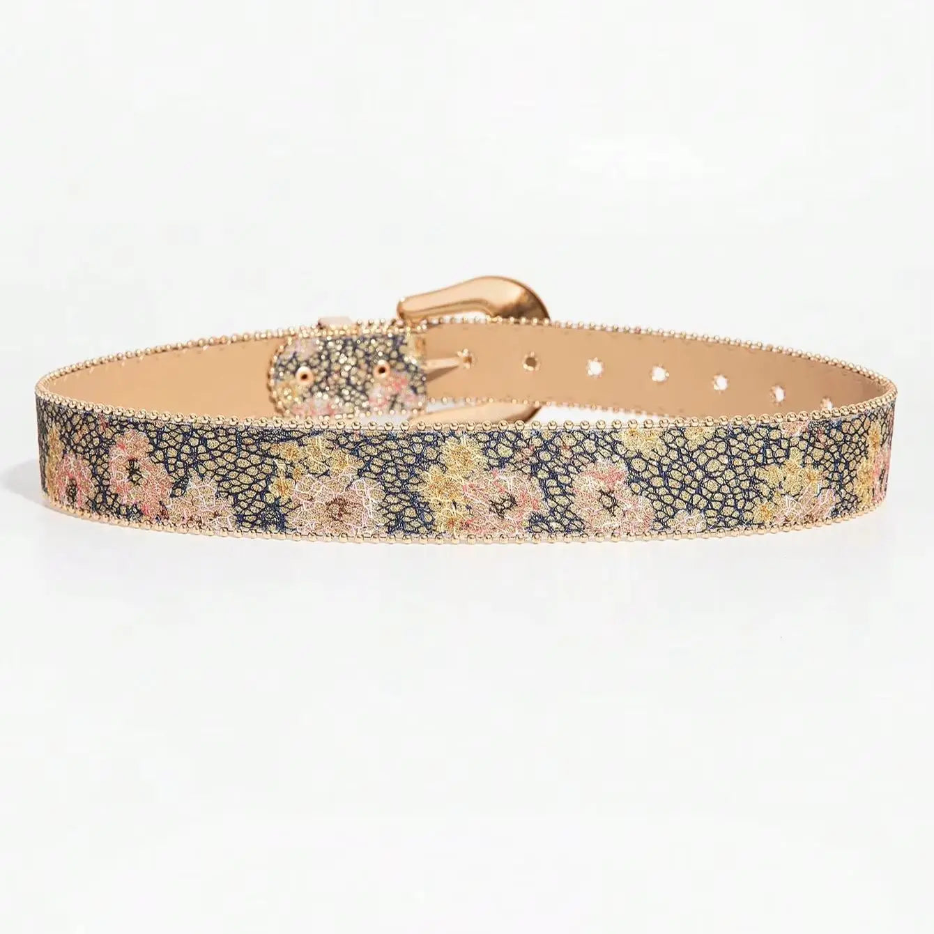 1Pc Women'S Vintage Floral Western-Style Belt, a Versatile Denim-Style Accessory Belt, Suitable for Casual Gatherings