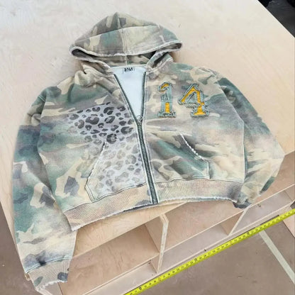 Fashion Hoodie Sweatshirt Printed Casual Hoodie Jacket Camouflage Men'S and Women'S Cardigan Patch Fabric