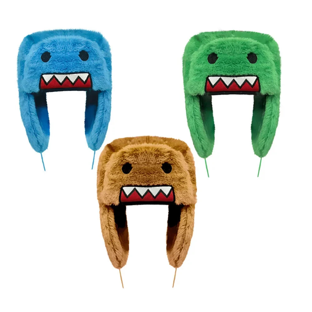 New Winter Warm Domo Kun Sprint Autume Brown Hat Ushanka Hat Cute Winter Hat for Boys Girls Kids Cartoon Anime Cap Gorras