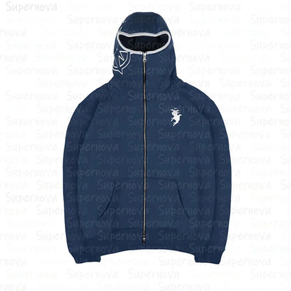 Men'S Clothing Zip up Hoodie Vintage Casual Pattern Oversize Hip Hop Punk Streetwear Clothing New in Hoodies & Sweatshirts ﻿