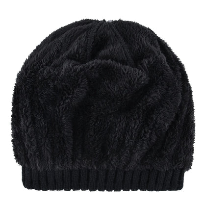 Winter Beanies Men Knitted Skull Pattern Solid Color Hat with Metal Skulls Skullies Beanies Men'S Knit Thick Hats Add Velvet