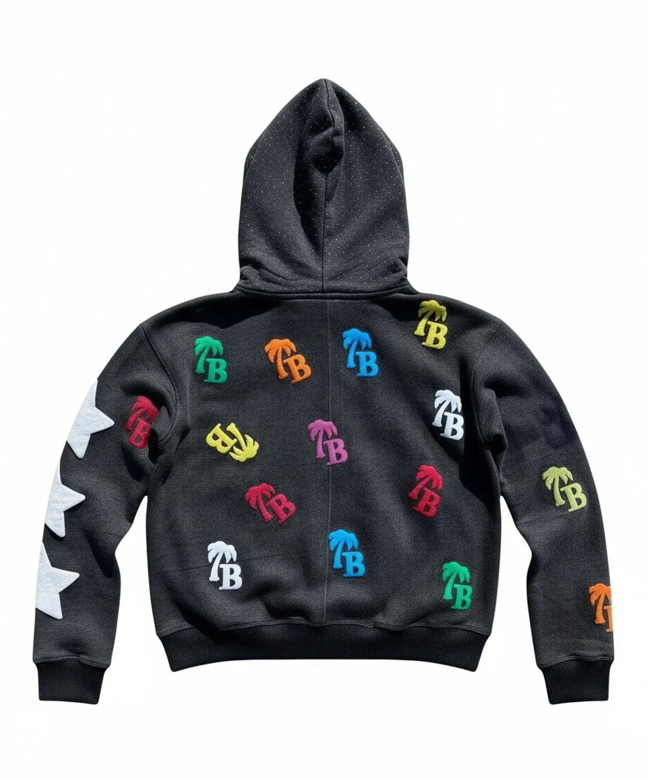 American retro Gothic rock letter print hoodie with hat, loose and versatile Harajuku sweatshirt