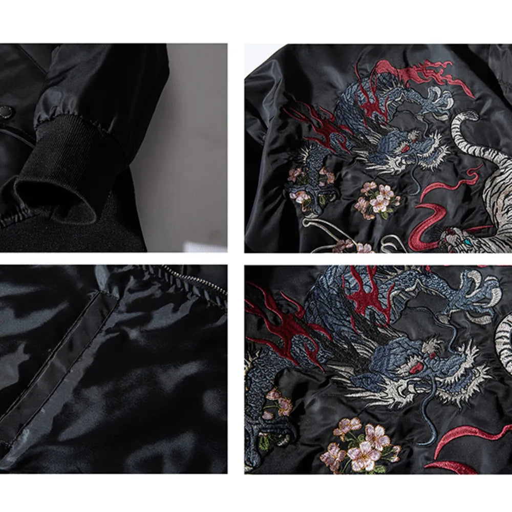 Sukajan Bomber Jacket Men Yokosuka Souvenir Japan Anime Embroidered MA1 Coat Dragon Tiger Boys Baseball Clothes Spring Autumn