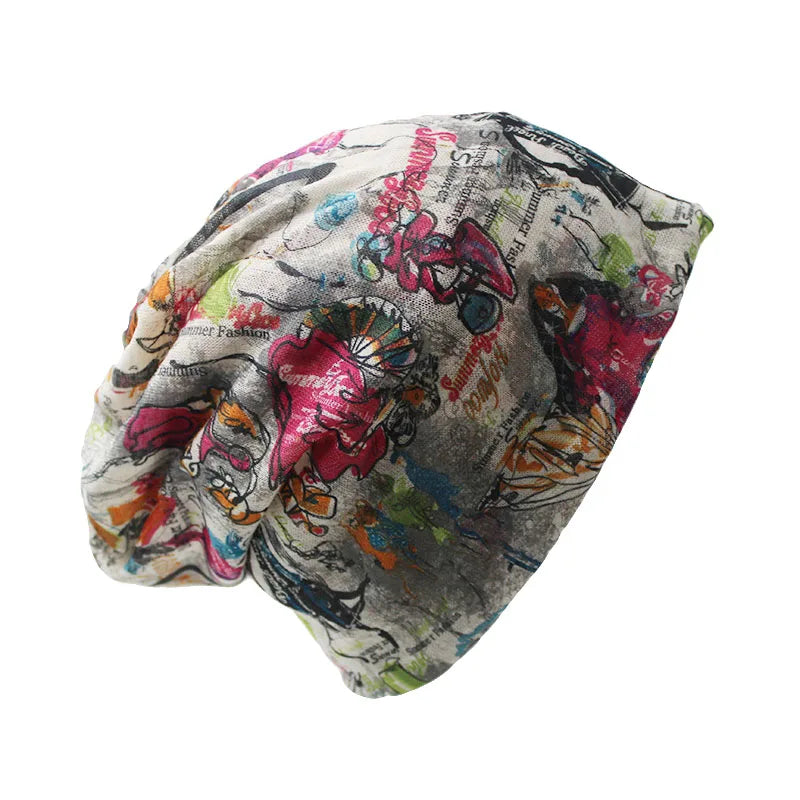 New Fashion Women Summer Letter Hat Colors Female Floral Warm Hat Scarf Autumn Girl Spring Beanie Bonnet Dance Beanies